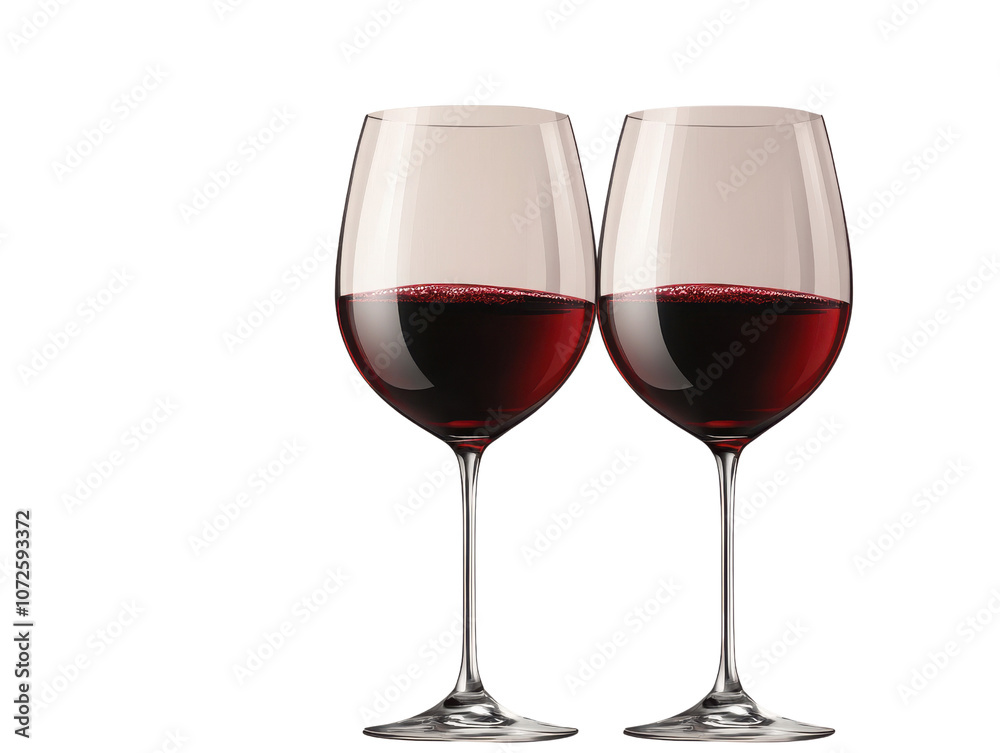 Red wine glasses on white background. PNG transparent. Red wine glasses on white background. PNG transparent.