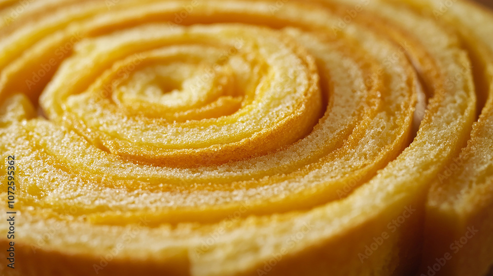 Fototapeta premium Golden Baumkuchen cut into slices soft and layered