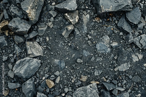 Wallpaper Mural  Grey asphalt rock ground debris. Detailed photo textured background Torontodigital.ca