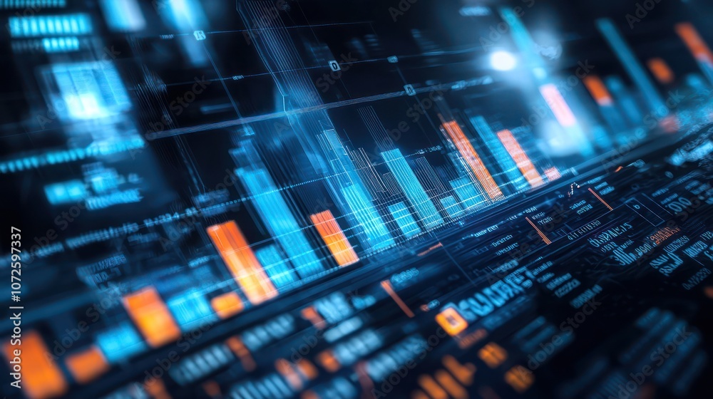 Financial market analysis with bar graphs, diagrams, and numerical figures, illustrating market trends and predictions. Financial market analysis with bar graphs, diagrams, and numerical figures, illustrating market trends and predictions.