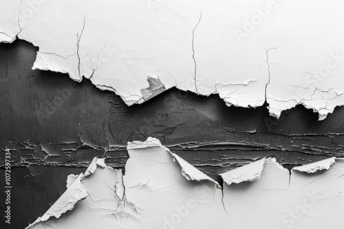  Peeled white paint on plaster wall. Detailed photo textured background