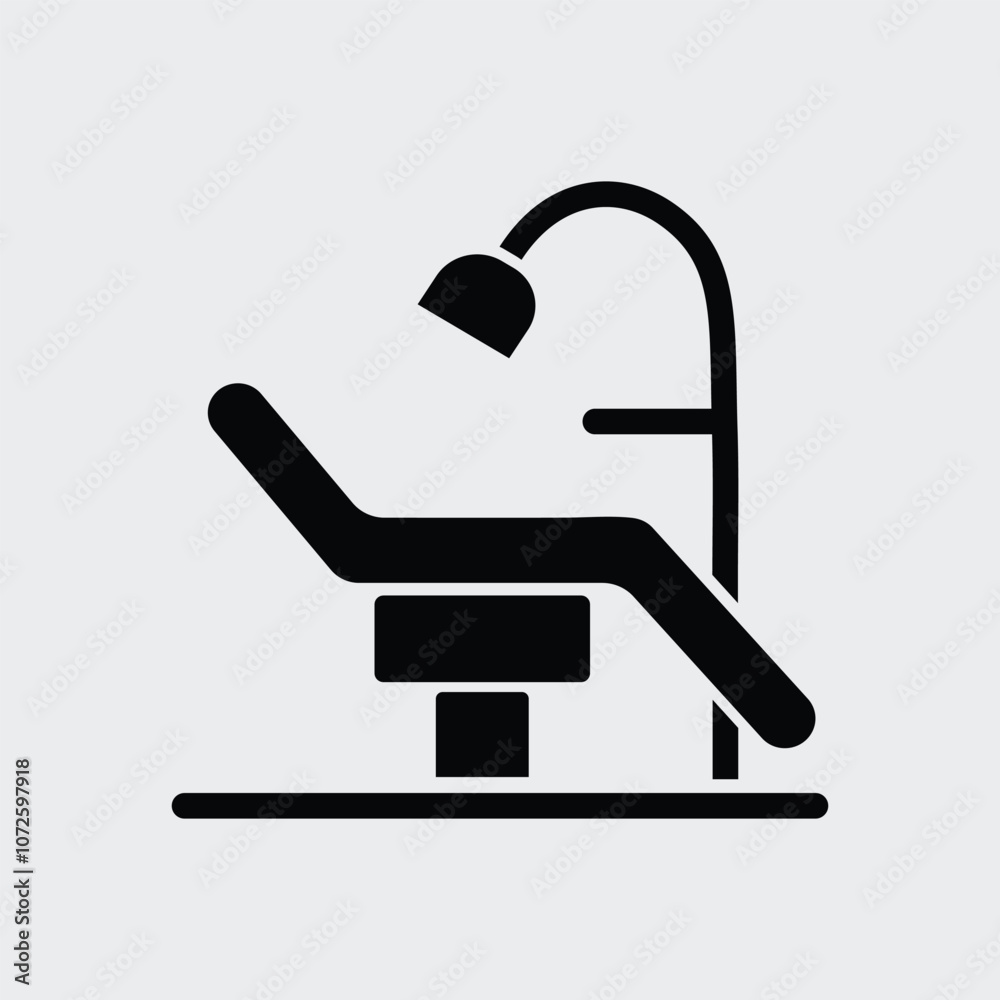 Dentist Chair icon vector. Dental chair, bed symbol flat black solid icon Dentist Chair icon vector. Dental chair, bed symbol flat black solid icon