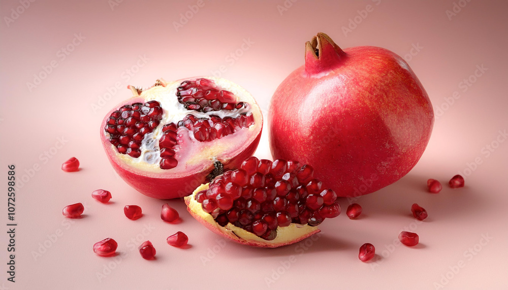 Pomegranate, isolated on a pastel Pomegranate, isolated on a pastel