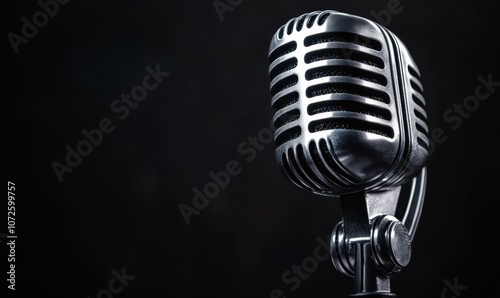 Vintage Microphone on Dark Background	
