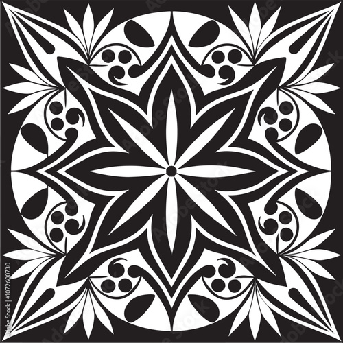 Elegant Black and White Decorative Tile Design