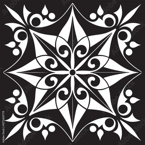 Elegant Black and White Decorative Tile Design