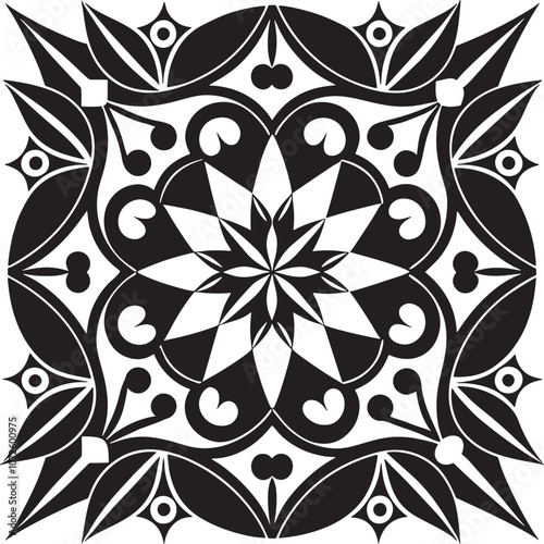 Elegant Black and White Decorative Tile Design