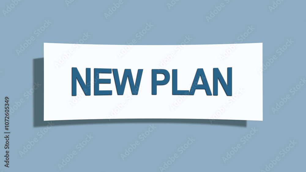 New Plan.. A card isolated on blue background. New Plan.. A card isolated on blue background.