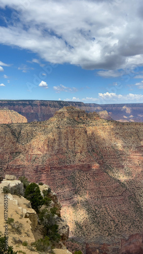 The South Rim of the Grand Canyon National Park, carved by the Colorado River in Arizona, USA. Amazing natural geological formation. The Moran Point. photo