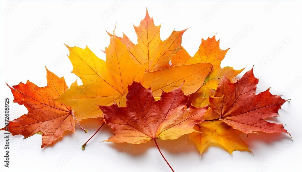 maple autumn leaves on white isolated background
