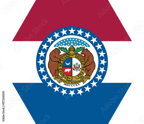 Polygon shaped printable vector flag of the United States of America federal state of MISSOURI