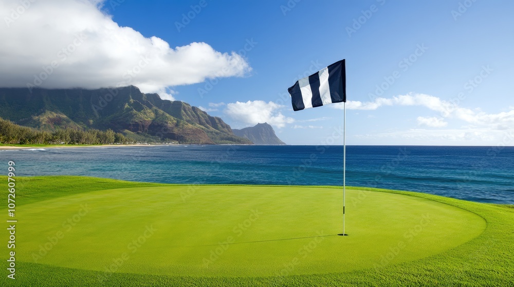 Obraz premium Scenic Coastal Golf Course with Ocean View