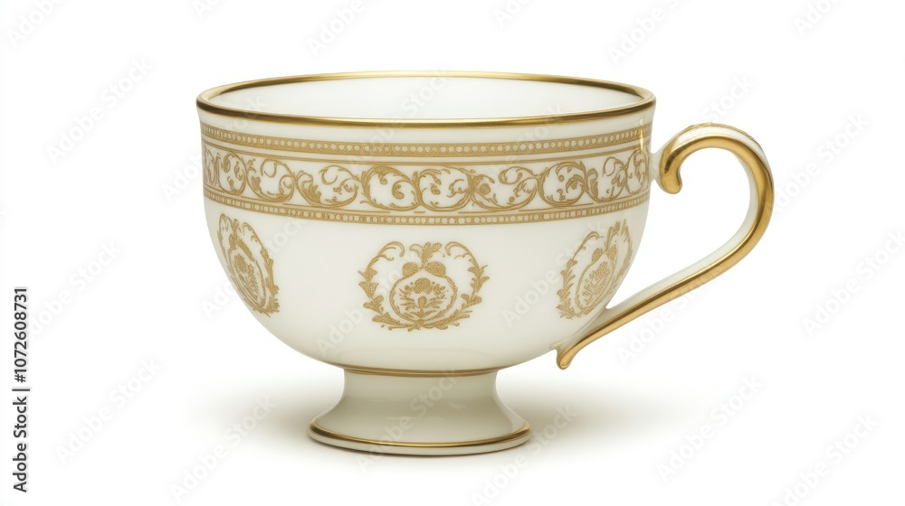 Elegant Porcelain Cup with Gold Detailing Elegant Porcelain Cup with Gold Detailing