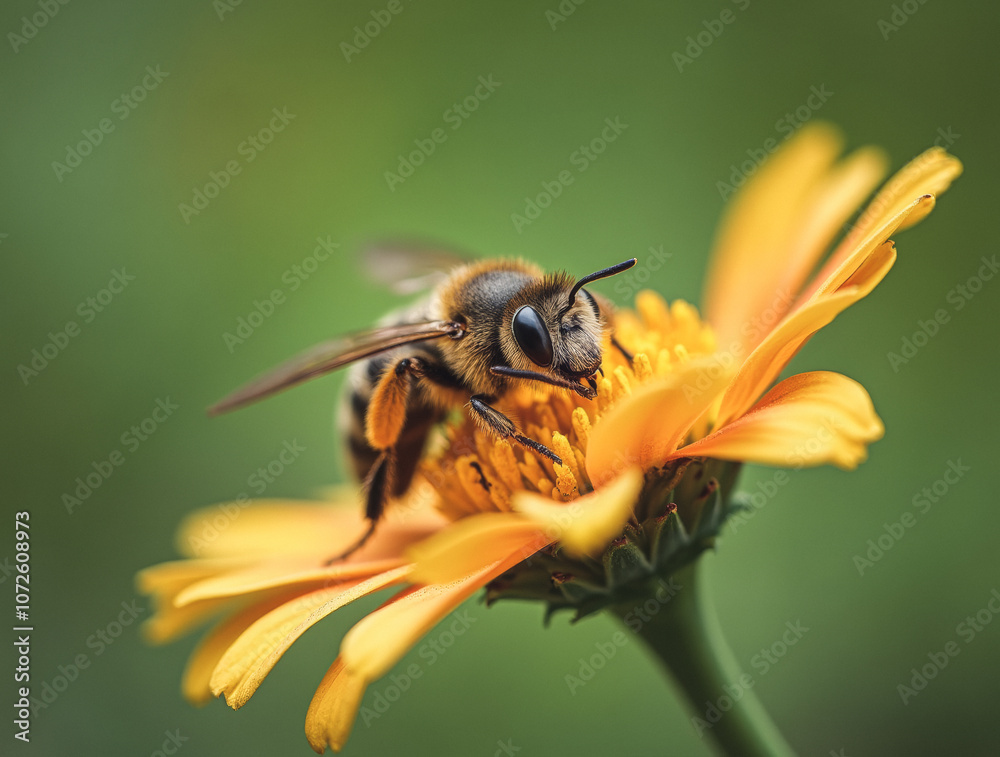 Bee on the flower macro shot Bee on the flower macro shot