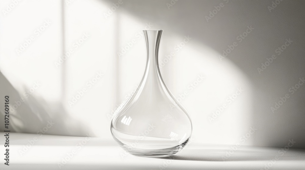 Elegant Clear Glass Vase on White Surface Elegant Clear Glass Vase on White Surface