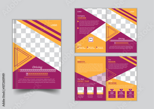 Corporate bi fold business brochure design template