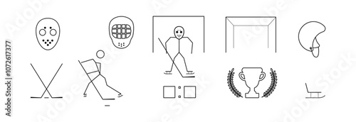 Photography A set of icons for the sports game of hockey.