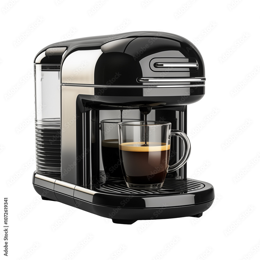 Black Coffee Machine Isolated On Transparent Background Black Coffee Machine Isolated On Transparent Background