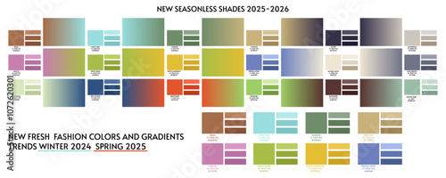 New fashion color and gradients trend 2023. Color palette forecast of the future color trend and gradients new color combinations Summer Autumn Winter 2025 2026
