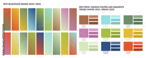 New fashion color and gradients trend 2023. Color palette forecast of the future color trend and gradients new color combinations Summer Autumn Winter 2025 2026