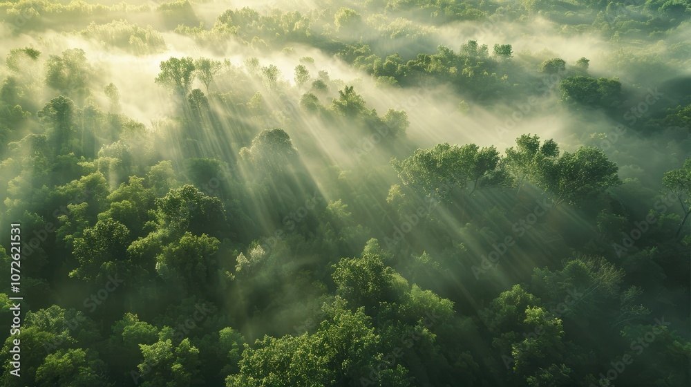 Misty morning above the woods Misty morning above the woods