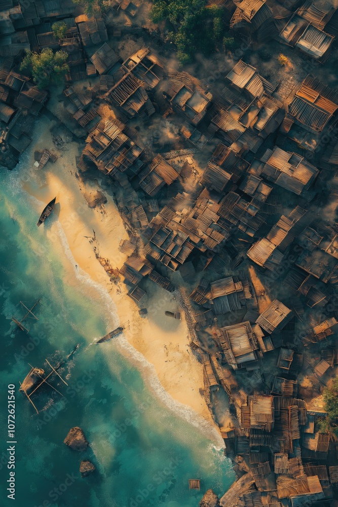 Obraz premium Pirate Island Tabletop RPG Map, Tropical Coast Fantasy Roleplaying Exterior Town Ocean Dungeon Village Battlemap, Adventure Games Beach Encounter Gaming Art Design, TTRPG Building Architecture Concept