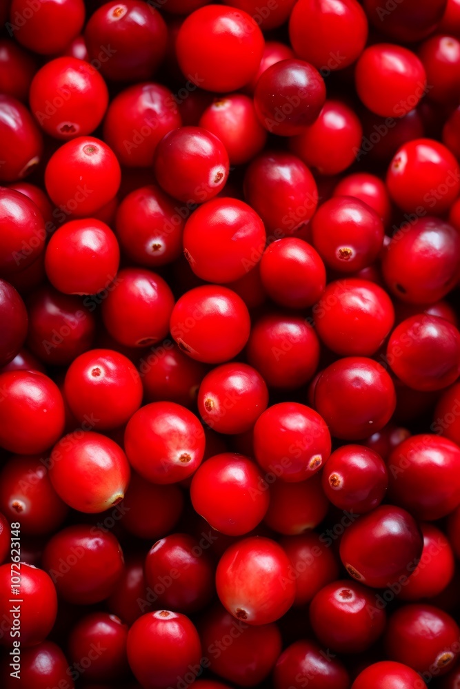 A close-up image of fresh, ripe cranberries. The vibrant red berries are arranged in a tight cluster, creating a visually appealing and appetizing background. A close-up image of fresh, ripe cranberries. The vibrant red berries are arranged in a tight cluster, creating a visually appealing and appetizing background.