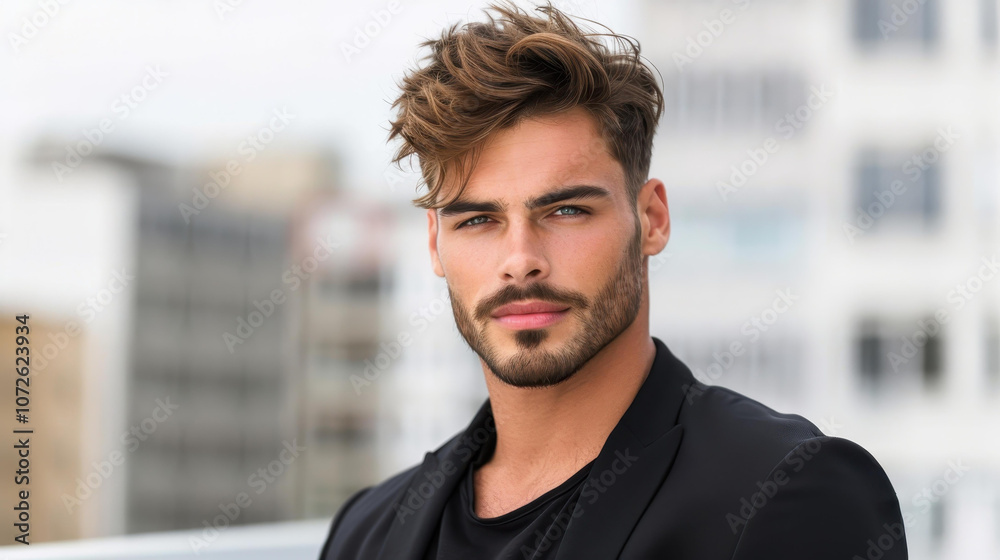 A confident young businessman stands tall in the city, exuding professionalism and a cheerful demeanor amidst urban life. A confident young businessman stands tall in the city, exuding professionalism and a cheerful demeanor amidst urban life.