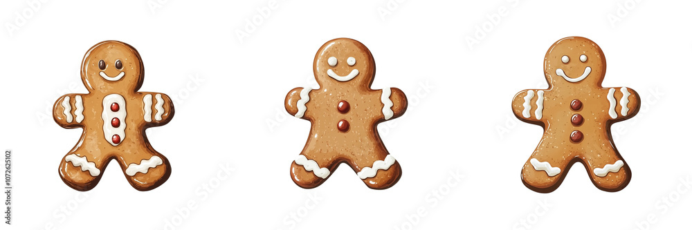 A gingerbread man with a bow tie isolated on transparent background A gingerbread man with a bow tie isolated on transparent background