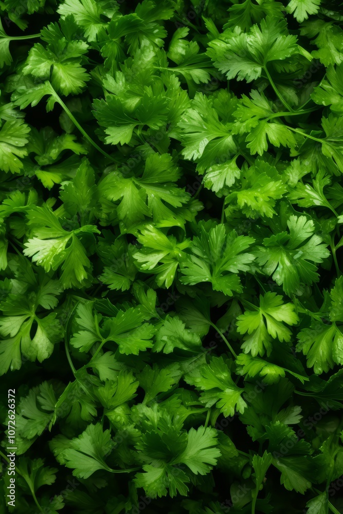 A close-up shot of fresh, green parsley leaves. A close-up shot of fresh, green parsley leaves.