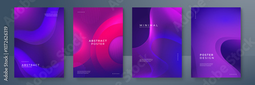 Set of Four Colorful Abstract Geometric Poster Designs