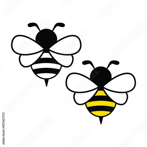 Bee icon, honey bee vector illustration