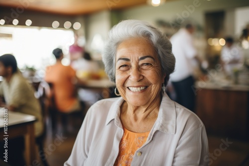 Smiling portrait of a happy senior Latin woman in nursing home