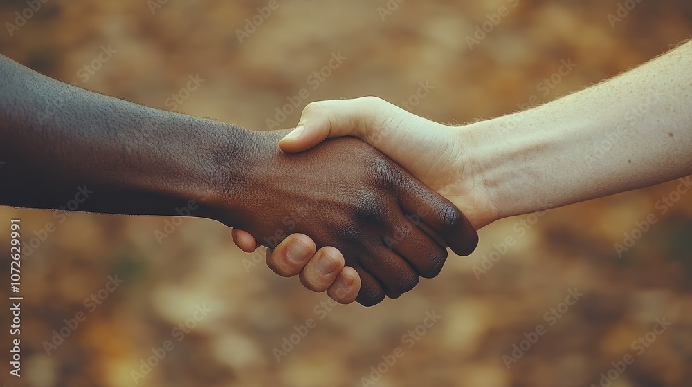 Two hands shaking in a handshake. Concept of unity and friendship between the two people