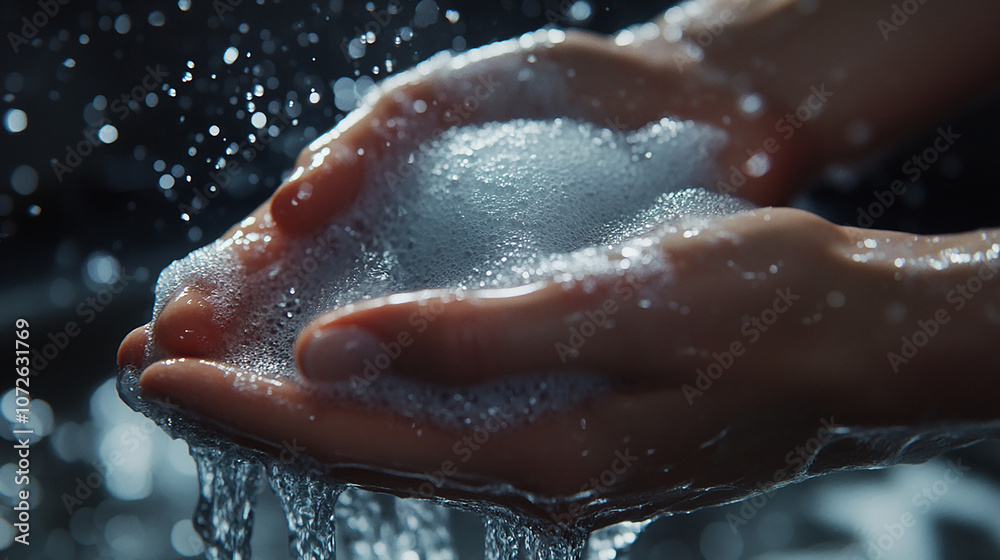 Fototapeta premium Washing Hands with Soap Close-up