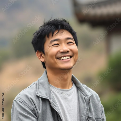 Portrait of happy asian young man 