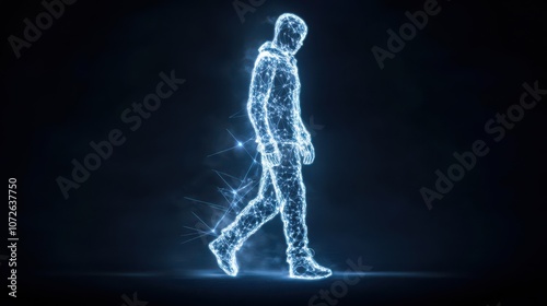 Obraz na płótnie Explore the futuristic doctor icon depicted in glowing blue shapes to represent modern healthcare innovations and technology advancements w salonie