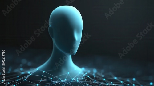 Explore the innovative design of a glowing geometric doctor figure in blue symbolizing advanced standards in healthcare technology