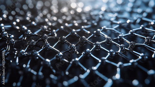 3D Rendering of Carbon Nanotube Network: Atomic Structure, Hexagonal Lattice, Molecular Bonds, Nanoscale Technology, Science Background photo