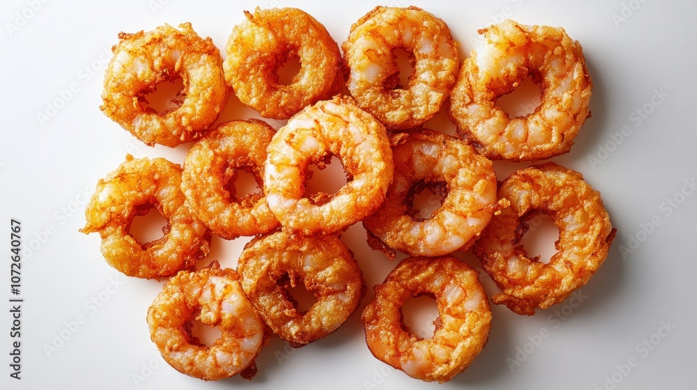 Fried Shrimp Rings on a White Plate