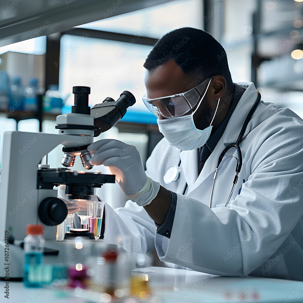 Detail-Oriented Healthcare Professional Analyzing Test Samples in Modern Medical Laboratory Detail-Oriented Healthcare Professional Analyzing Test Samples in Modern Medical Laboratory