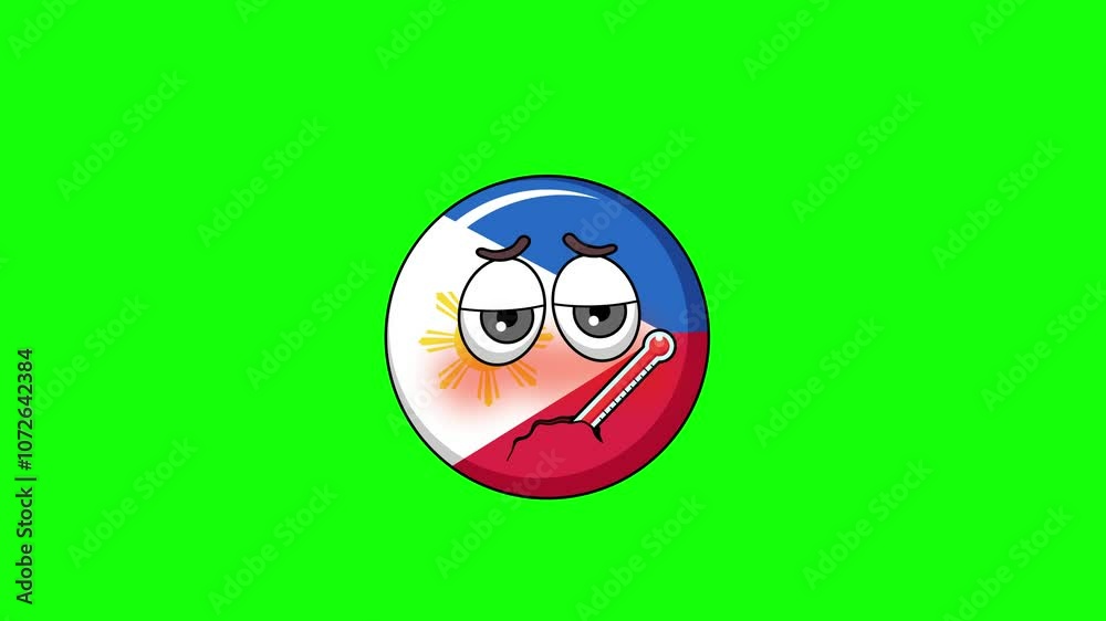 Fever animation of a Philippines cartoon, with a thermometer Fever animation of a Philippines cartoon, with a thermometer