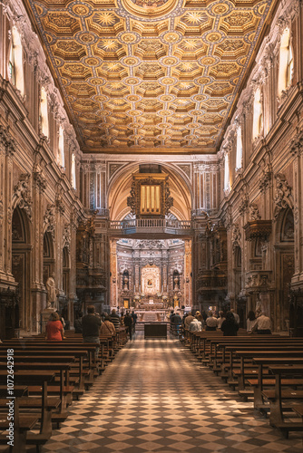 interior of church, chiesa del carmine, napoli, naples, italy