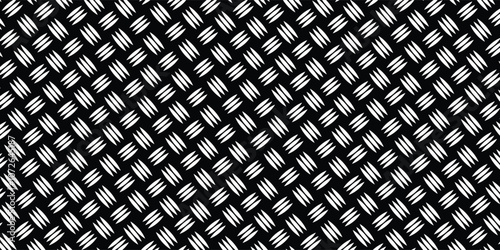 Diamond plate metal seamless pattern. Diamond structure texture. Metal construction background. Geometric diagonal tread stainless floor. vektor illustration