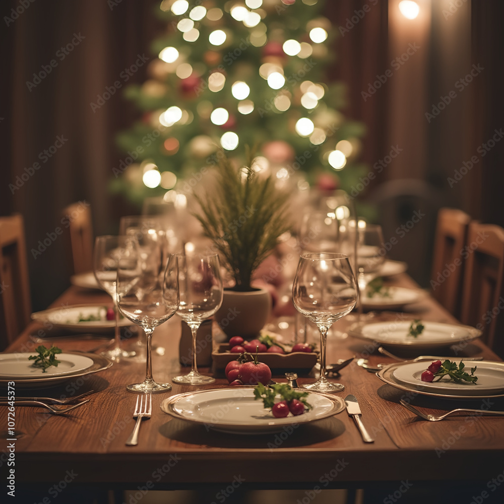 Fototapeta premium christmas table setting
