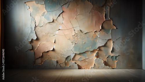 Professional Studio Setup with Cracked Plaster Wall and Copy Space