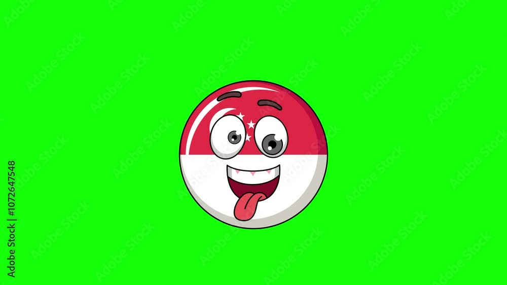 Funny face animation of singapore cartoon, mascot on a greenscreen Funny face animation of singapore cartoon, mascot on a greenscreen