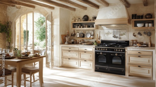 Cozy Modern Kitchen with Natural Light and Rustic Decor