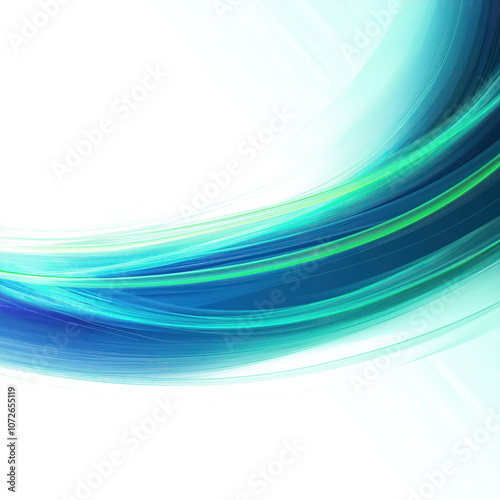 Abstract wave design with curved glowing lines. Blue, green dynamic shape. Modern concept background, futuristic wallpaper art. Graphic art, illustration. Abstract pattern, neon glow, tech energy. Png