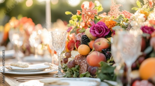 Elegant Autumn Table Setting with Vibrant Floral Decor